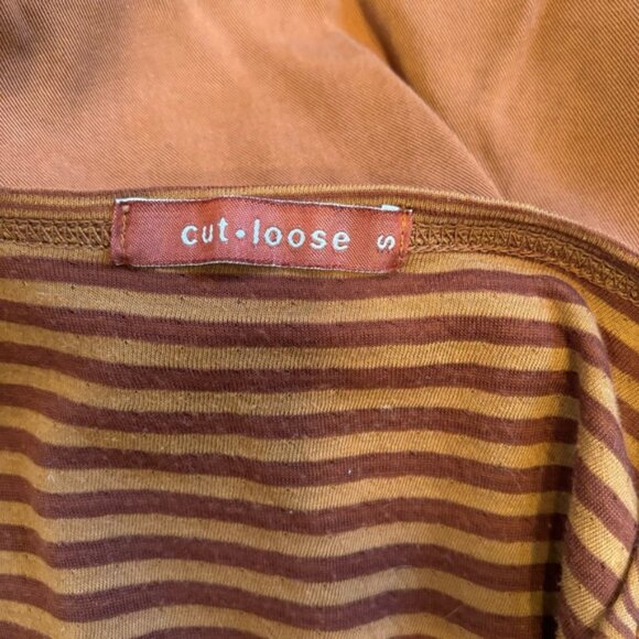 Cut Loose loose tunic with stripes and solid and front patch pockets women's S - Picture 6 of 7